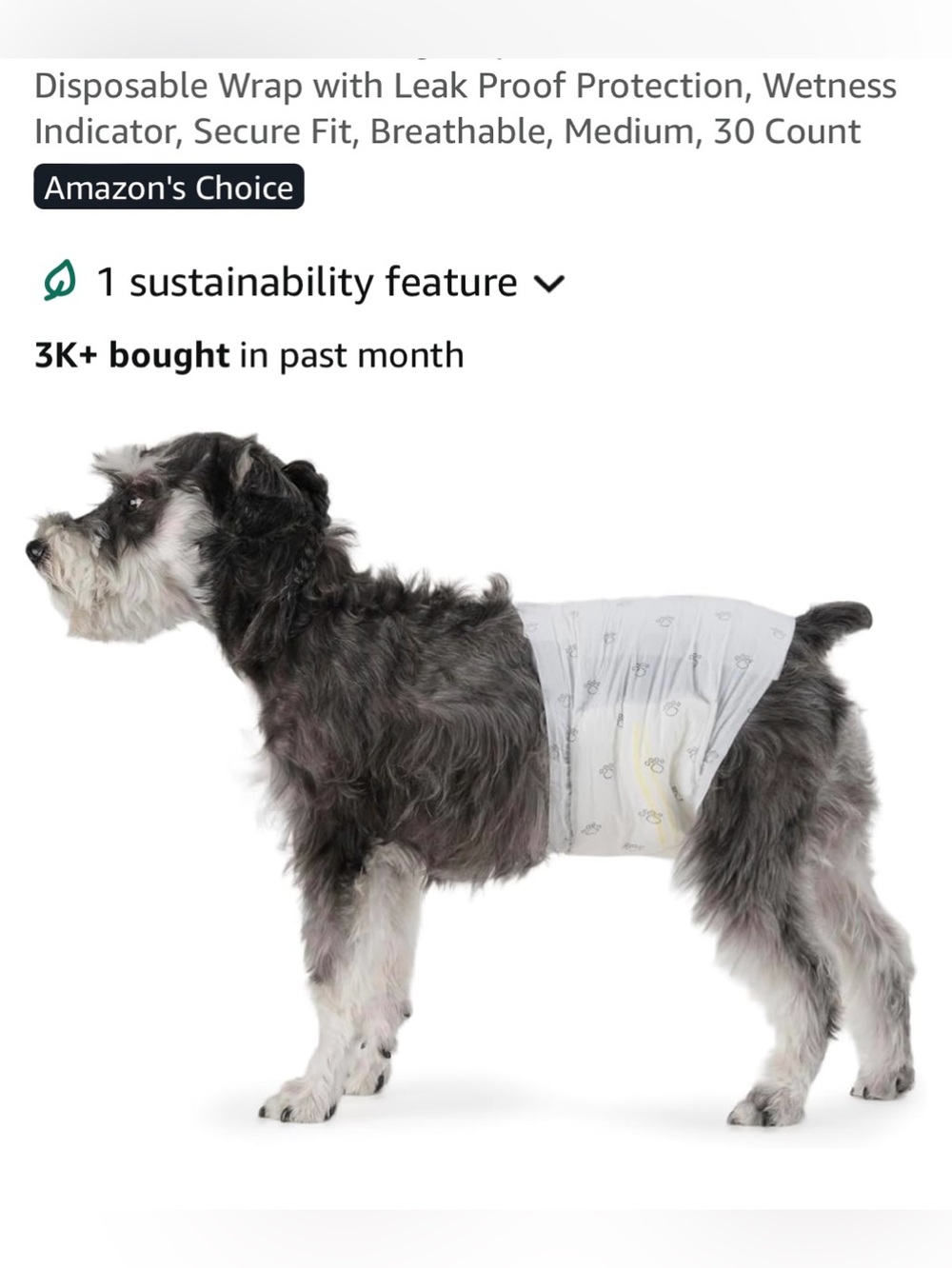 Amazon White Disposable Dog Belly Wraps with Leak-Proof Absorbency- Sealed
